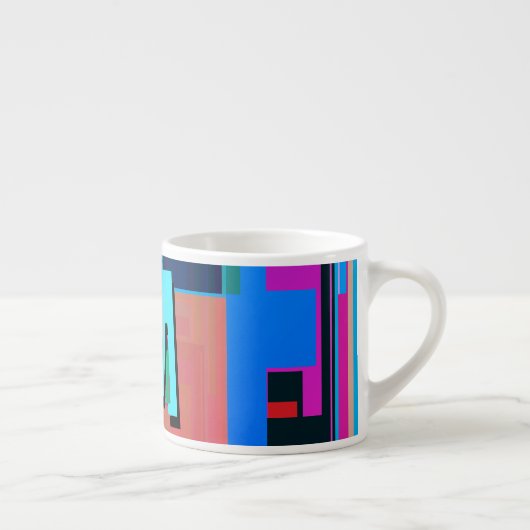 90s Geïnspireerd Kleurrijk Geometrisch Monogram Espresso Kop (Rechts)