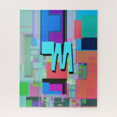 90s Geïnspireerd Kleurrijk Geometrisch Monogram Legpuzzel (Verticaal)