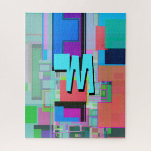 90s Geïnspireerd Kleurrijk Geometrisch Monogram Legpuzzel