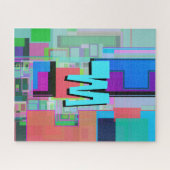 90s Geïnspireerd Kleurrijk Geometrisch Monogram Legpuzzel (Horizontaal)