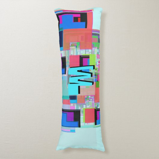 90s Geïnspireerd Kleurrijk Geometrisch Monogram Lichaamskussen (Voorkant Verticaal)