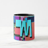 90s Geïnspireerd Kleurrijk Geometrisch Monogram Mok (Midden)
