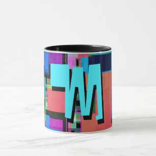 90s Geïnspireerd Kleurrijk Geometrisch Monogram Mok