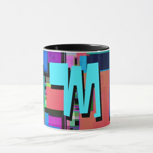 90s Geïnspireerd Kleurrijk Geometrisch Monogram Mok (Midden)