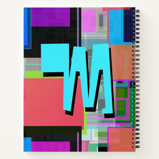 90s geïnspireerd kleurrijk geometrisch monogram notitieboek (Achterkant)