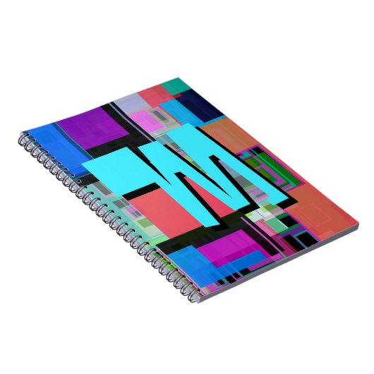 90s Geïnspireerd Kleurrijk Geometrisch Monogram Notitieboek (Rechterzijde)