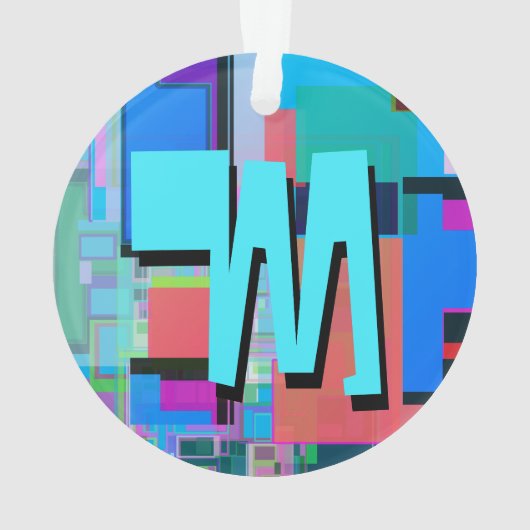 90s Geïnspireerd Kleurrijk Geometrisch Monogram Ornament (achterkant)