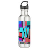 90s Geïnspireerd Kleurrijk Geometrisch Monogram Waterfles (Voorkant)