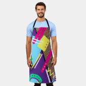 90's geometrisch patroon, jaren 90 Paarse roze Schort (Gedragen)