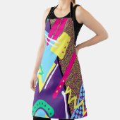 90's geometrisch patroon, jaren 90 Paarse roze Schort (Insitu)