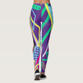 90's geometrisch patroon, jaren negentig retro kle leggings (Achterkant)