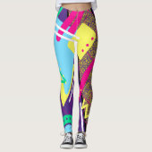 90's geometrisch patroon, jaren negentig retro kle leggings (Voorkant)