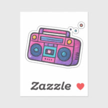 90s Glitter Boombox Transparante Kiss Cut