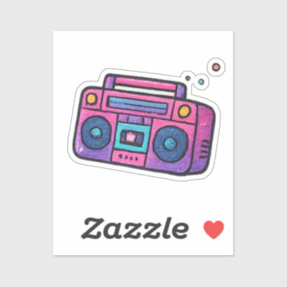 90s Glitter Boombox Transparante Kiss Cut Sticker