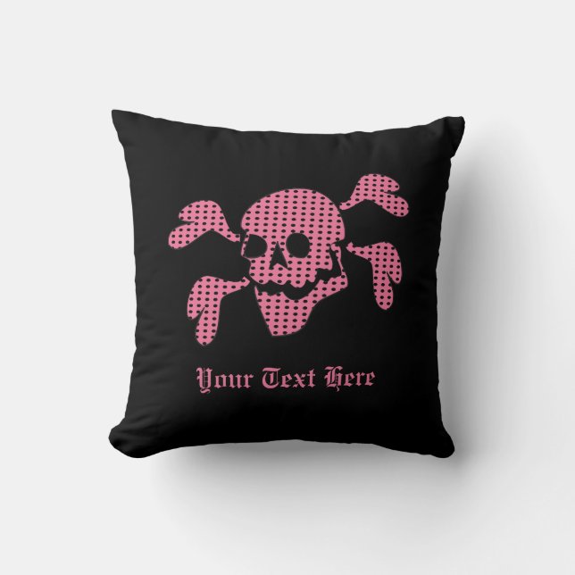 90s Goth Rockabilly Schedel en Kruisbeenderen Punk Kussen (Voorkant)