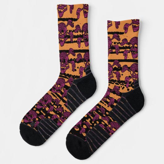 90s Goth Rockabilly Skull and Crossbones Punk Joll Sokken (Links)