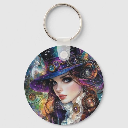 90s Gothic Steampunk Alice Button Sleutelhanger (Voorkant)