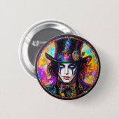 90s Gothic Steampunk Mad Hatter Button (Voorkant /achterkant)