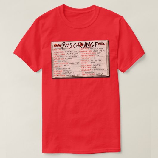 90s Grunge Rock Tape Cassette T-shirt (Design voorkant)