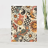 90s Happy Faces Sun Flowers Pattern Kaart (Achterkant)