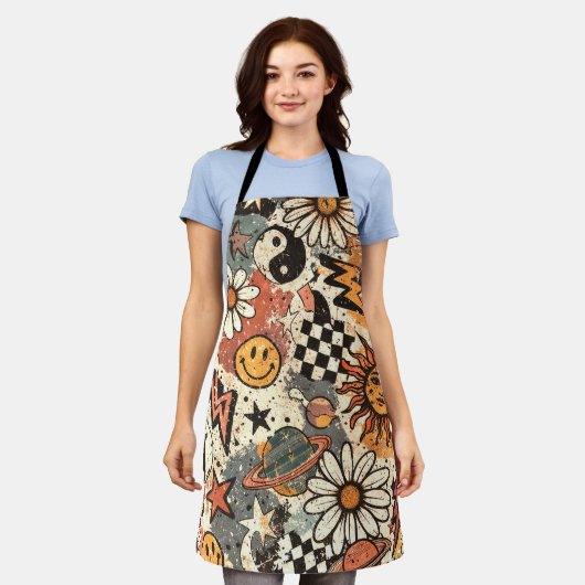 90s Happy Faces Sun Flowers Pattern Schort (Gedragen)