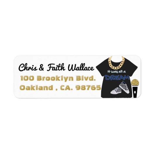 90's Hip Hop Baby Boy Gouden Ketting & Sneaker Urb Etiket (Voorkant)