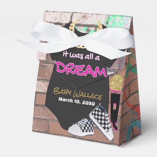 90's Hip Hop Baby shower Meisje} Tenten Bedankdoosjes (Voorkant Zijde)