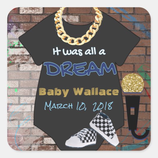 90's Hip Hop BOY Baby shower Sticker (Voorkant)