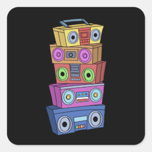 90s Hip Hop Gifts Ghettoblaster Classic Hip Hop Vierkante Sticker
