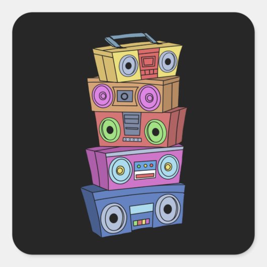 90s Hip Hop Gifts Ghettoblaster Classic Hip Hop Vierkante Sticker (Voorkant)