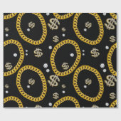 90's Hip Hop Rap Music Gold Cuban Link Chain Cadeaupapier (Vlak)