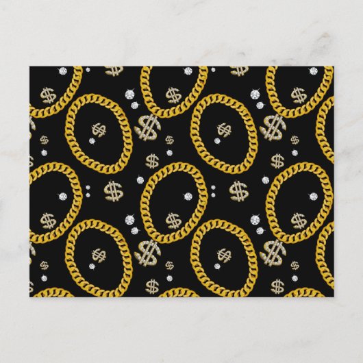 90's Hip Hop Rap Music Gold Cuban Link Chain Feestdagenkaart (Voorkant)