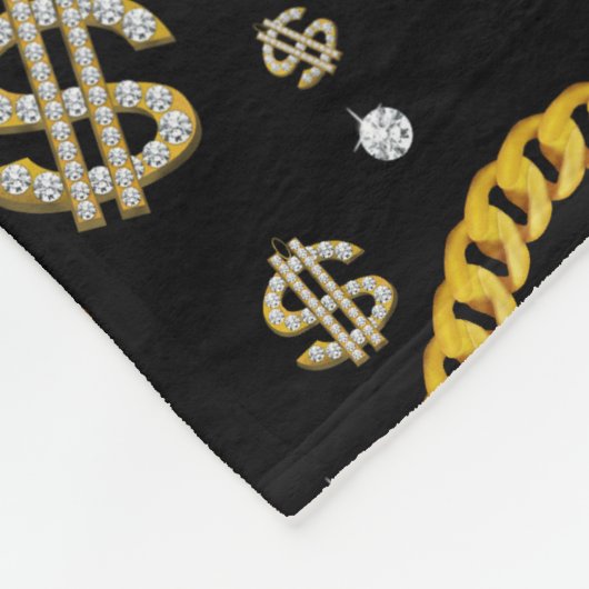  90's Hip Hop Rap Music Gold Cuban Link Chain Fleece Deken (Hoek)