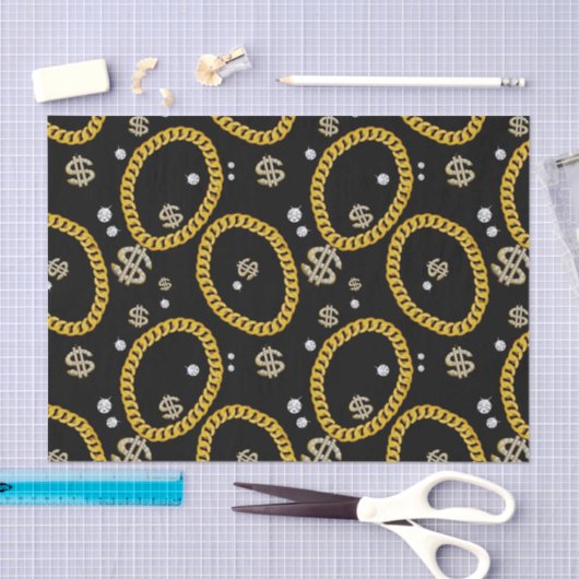  90's Hip Hop Rap Music Gold Cuban Link Chain Tissuepapier (Craft)