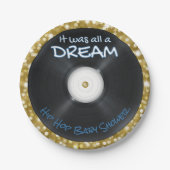 90's Hip Hop Record | Blauw & Goud Glitter Retro Papieren Bordje (Voorkant)