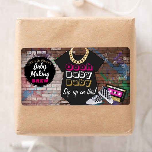 90's Hip Hop Roze Mini Champagne Flesetiketten Etiket (Insitu)