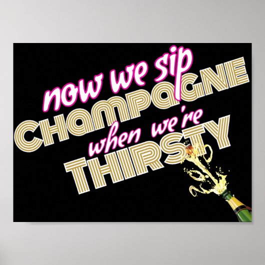 90's Hip Hop Throwback Champagne Sign |Roze Poster (Voorkant)