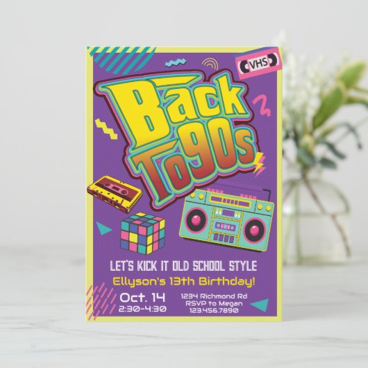 90s Hip Hop Verjaardagsfeestje Retro Throwback Kaart (Staand voorkant)