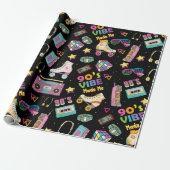 90's Hip Hop Vibes Retro maakte me patroon Cadeaupapier (Uitgerold)
