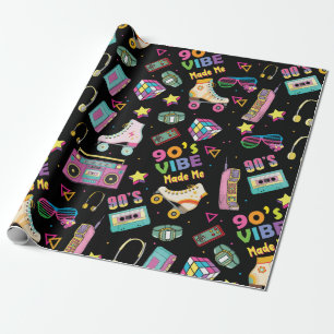 90's Hip Hop Vibes Retro maakte me patroon Cadeaupapier