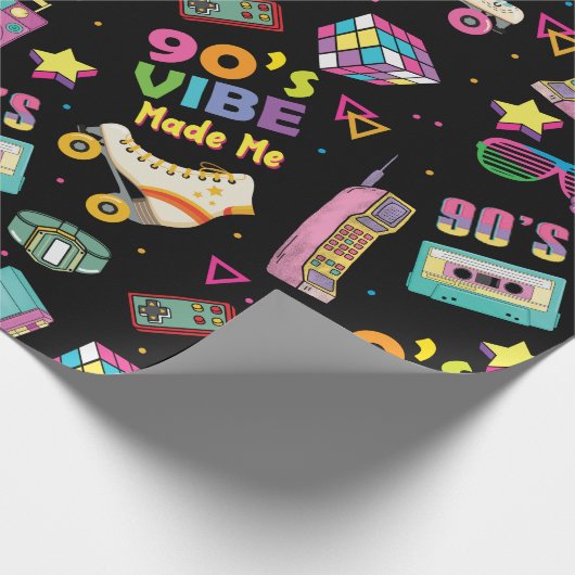90's Hip Hop Vibes Retro maakte me patroon Cadeaupapier (Hoek)