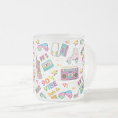 90's Hip Hop Vibes Retro maakte me patroon Matglas Koffiemok (Voorkant rechts)