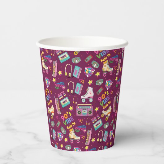 90's Hip Hop Vibes Retro maakte me patroon Papieren Bekers (Achterkant)