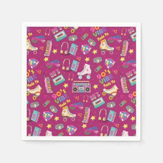 90's Hip Hop Vibes Retro maakte me patroon Servet (Voorkant)