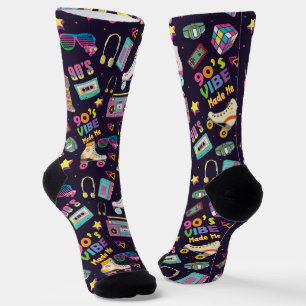 90's Hip Hop Vibes Retro maakte me patroon Sokken