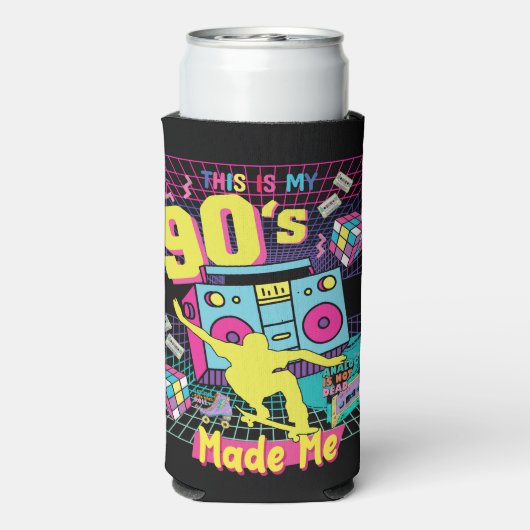 90's Hip Hop Vibes Retro maakte me Seltzer Blikjeskoeler (Seltzer Achterkant)