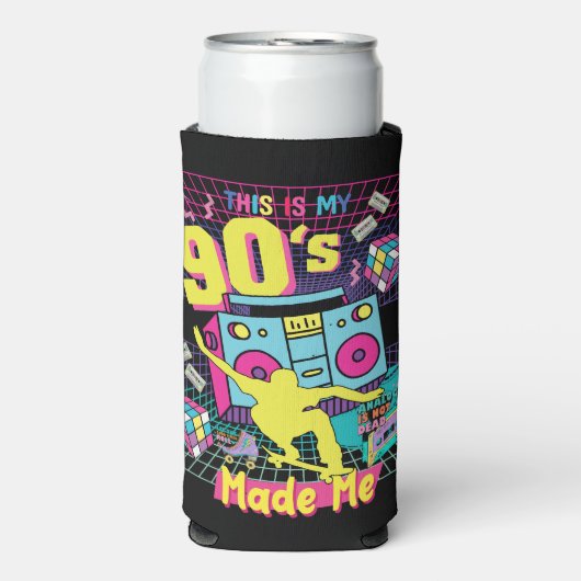 90's Hip Hop Vibes Retro maakte me Seltzer Blikjeskoeler (Seltzer Voorkant)