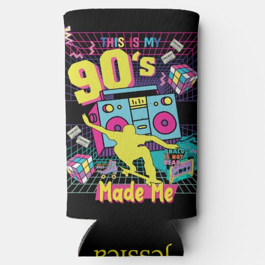 90's Hip Hop Vibes Retro maakte me Seltzer Blikjeskoeler (Achterkant)