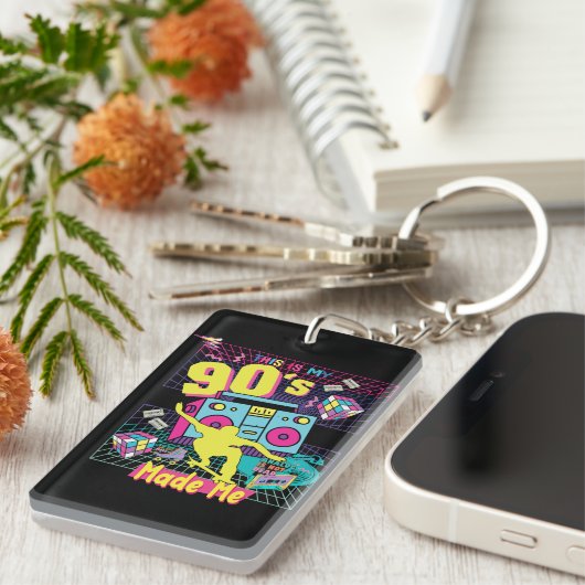 90's Hip Hop Vibes Retro maakte me Sleutelhanger (Voorkant Rechts)
