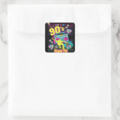 90's Hip Hop Vibes Retro maakte me Vierkante Sticker (Tas)